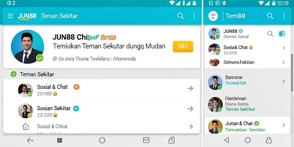 Antarmuka pengguna intuitif aplikasi Teman Sekitar JUN88.