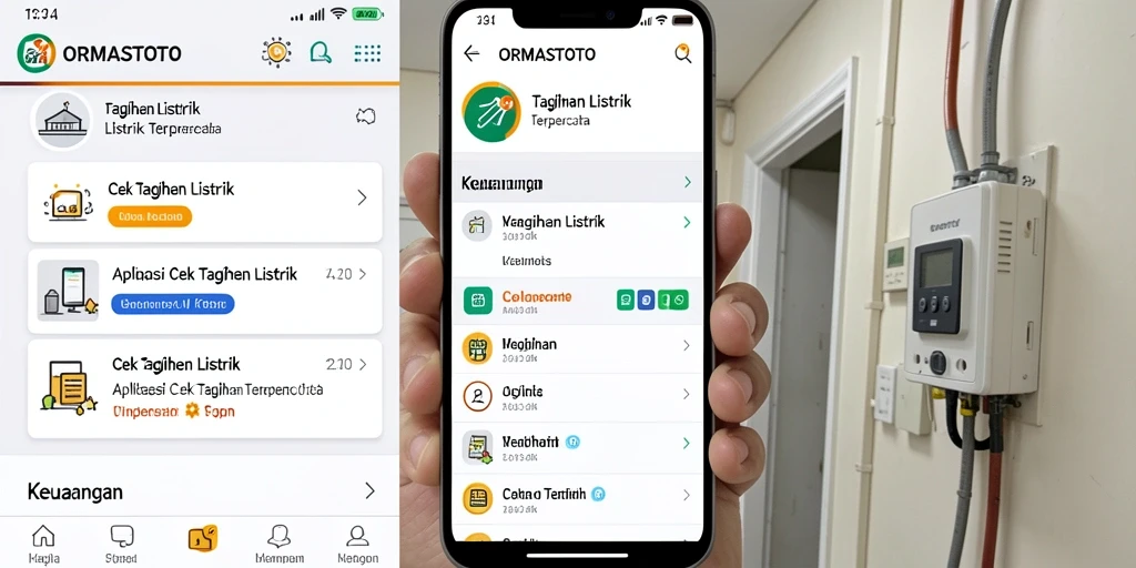 Antarmuka pengguna ORMASTOTO untuk cek tagihan listrik sistematis dan informatif.