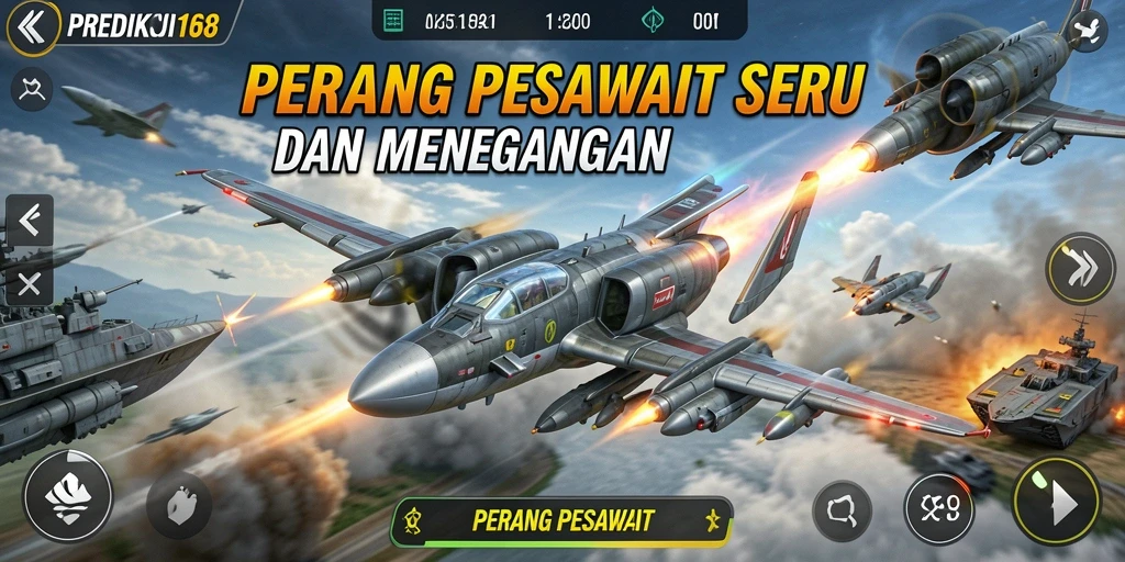 Tampilan antarmuka PREDIKSI168 saat pertempuran udara.
