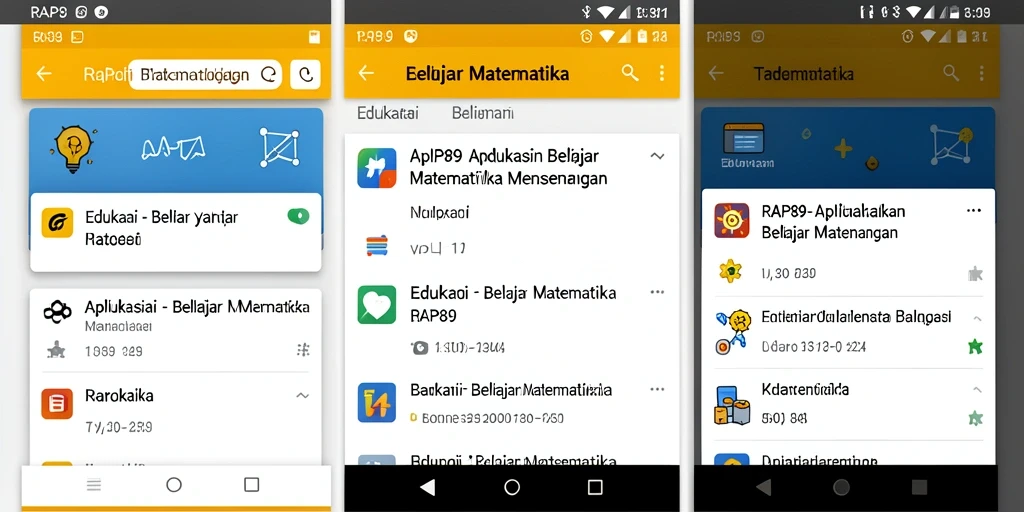 Antarmuka pengguna interaktif aplikasi belajar matematika.