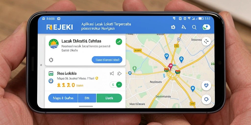 Tampilan antarmuka <strong>REJEKI</strong> yang intuitif untuk navigasi lokasi.