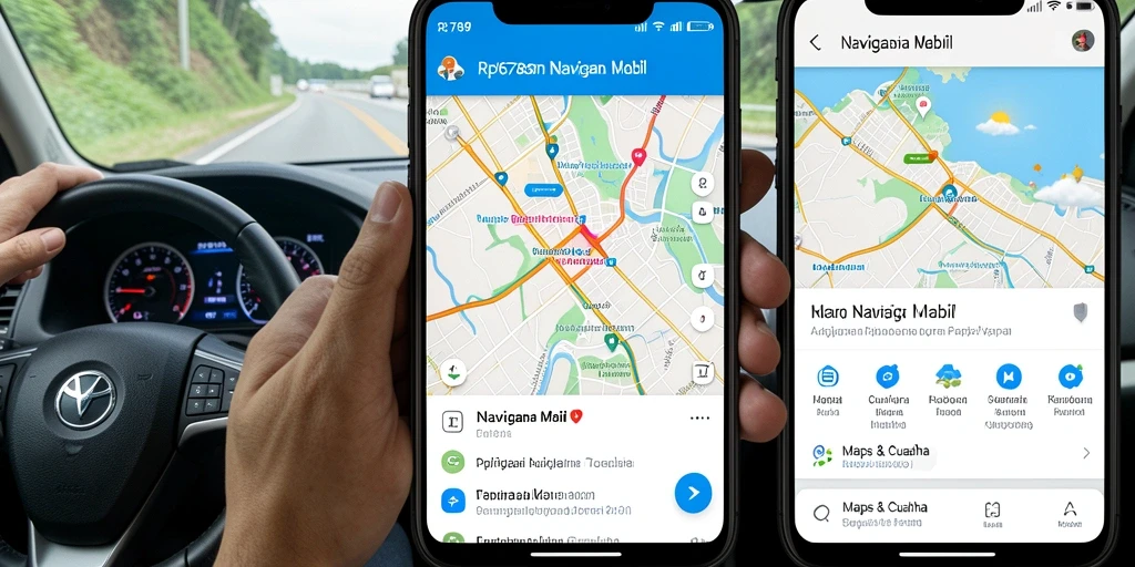 Tampilan antarmuka aplikasi RP6789 untuk navigasi mobil yang intuitif.