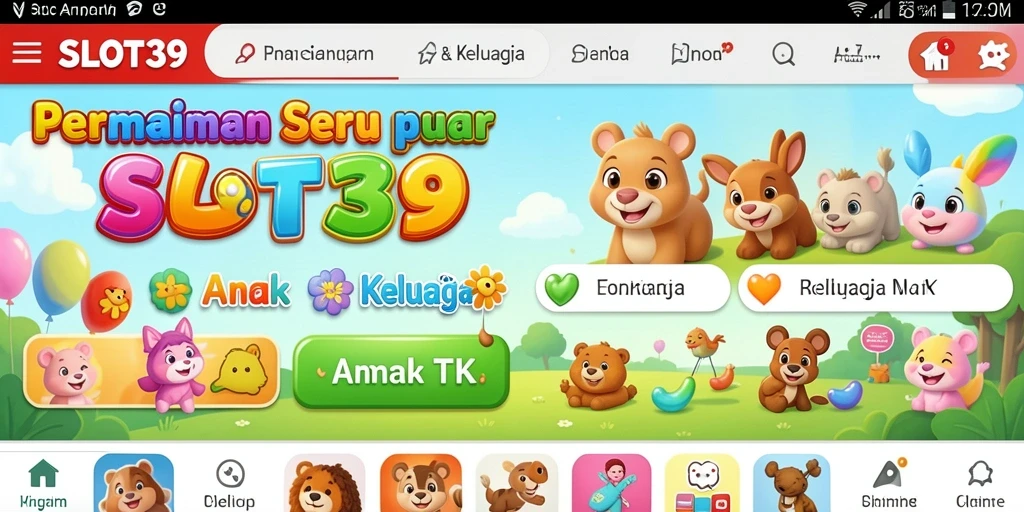 Antarmuka menarik dan interaktif dari aplikasi SLOT39 untuk anak-anak.