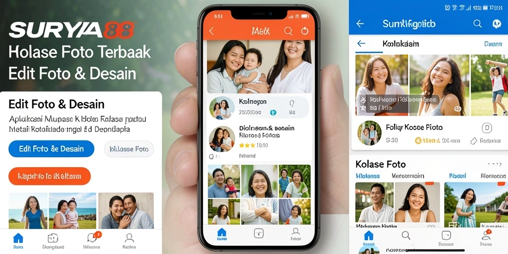 Antarmuka SURYA88 yang menarik dengan berbagai pilihan kolase foto.