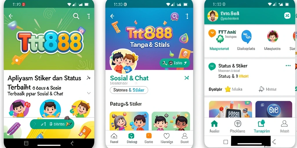 Tampilan antarmuka TTT888 dengan koleksi stiker yang menarik.